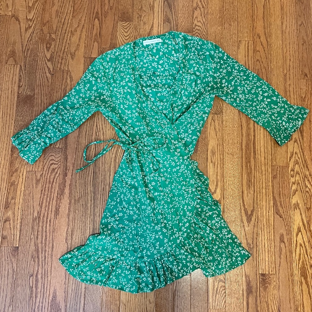 Faithfull the Brand Green Mini Wrap Dress